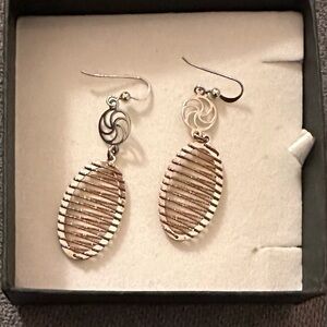 White and rose gold earrings